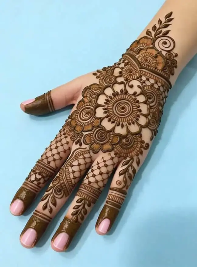 Floral Mandala Mehndi Design for back Hand 