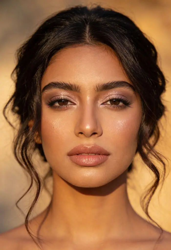Golden Sun-Kissed Soft Glam Makeup Look for Radiant Brown Skin