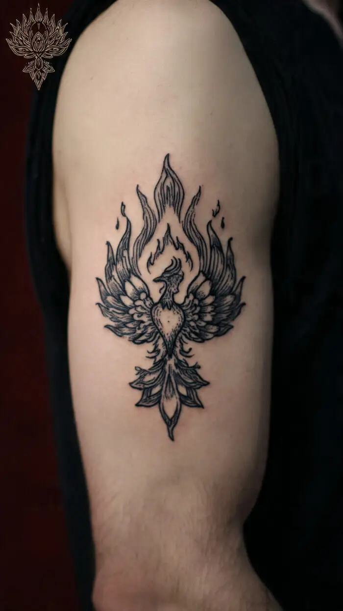 Phoenix Flame Tattoo on Arm – Symbol of Rebirth & Strength