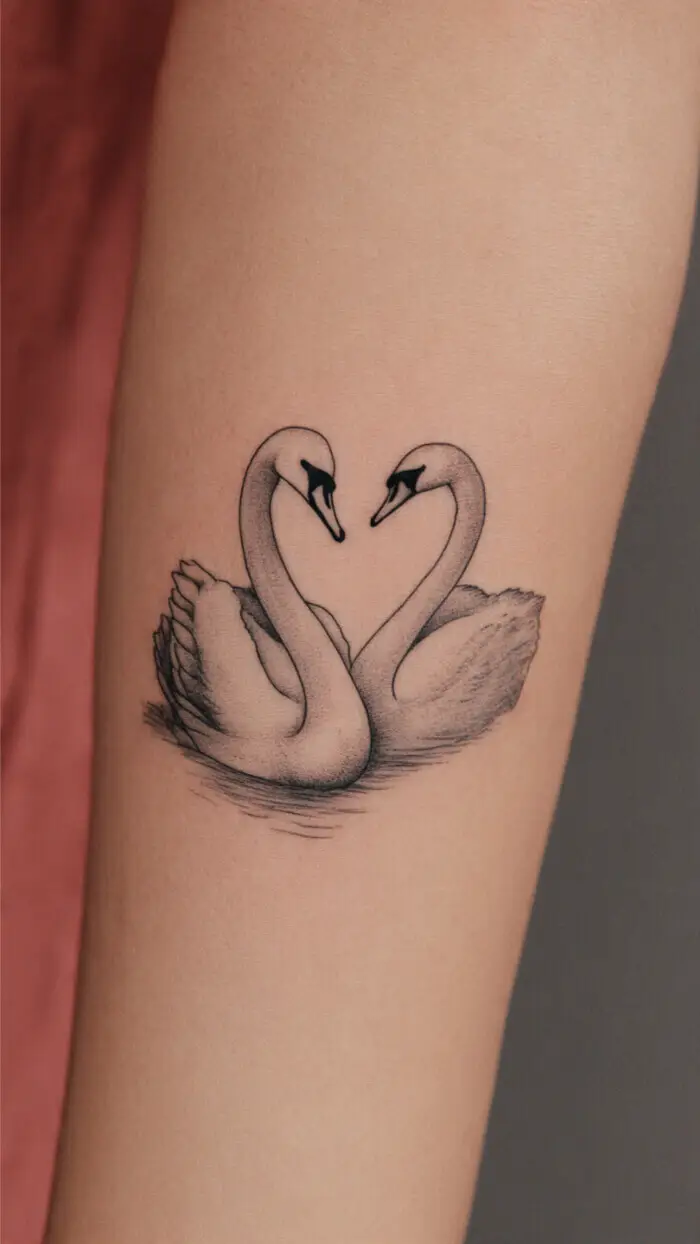 Creative Swan Couple Tattoo Design – Elegant Love & Unity Design