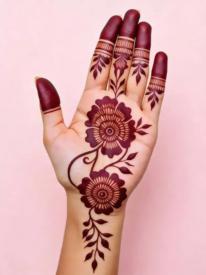 Elegant Floral Palm Mehndi Design