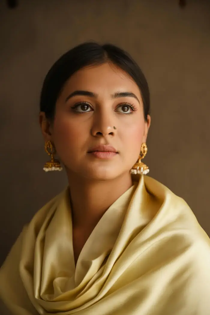 Soft Glam Traditional Indian Makeup Look with Gold Jhumkas
