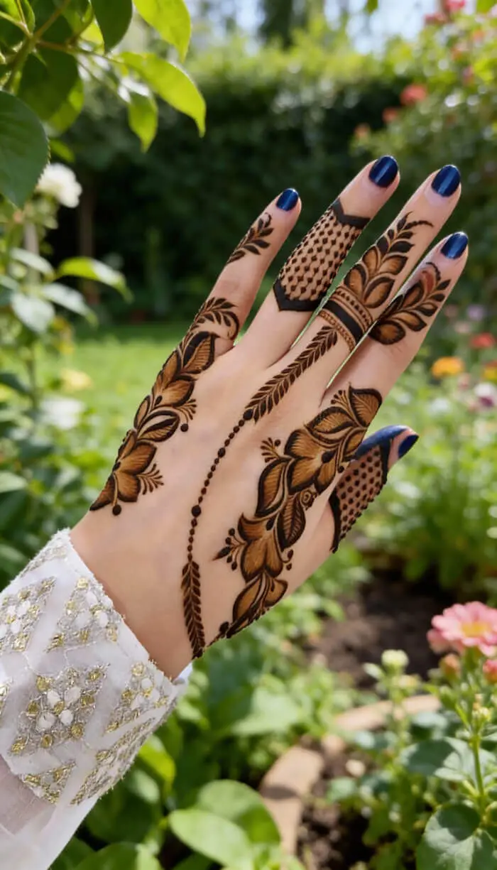 Minimal Floral Back Hand Mehndi Design | Modern Henna Art