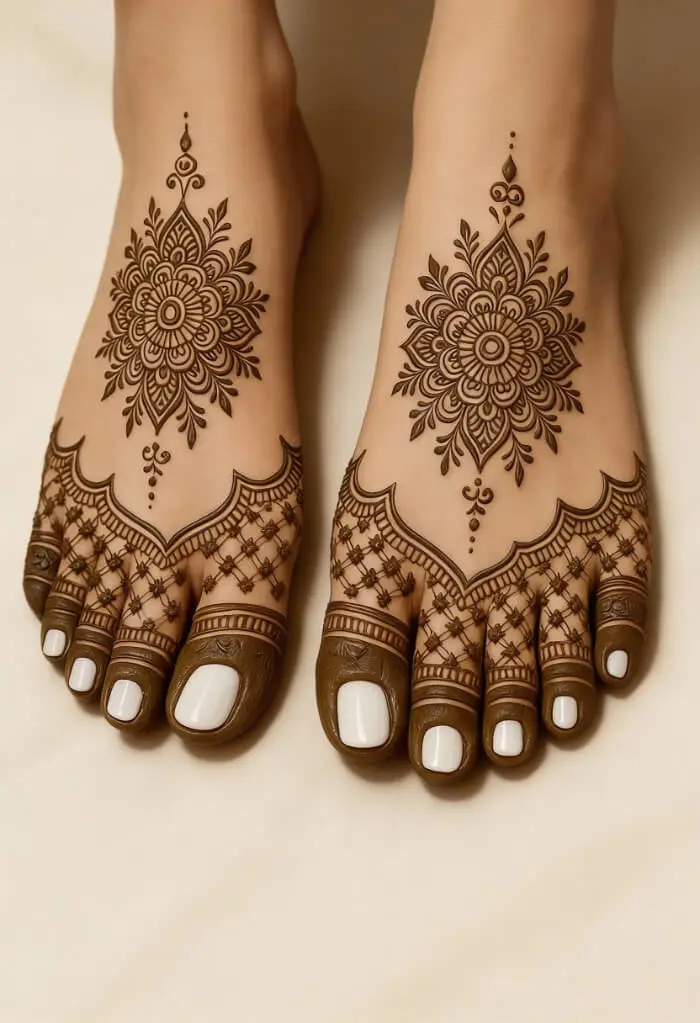 Elegant Floral Foot Mehndi Design for Brides & Festivals