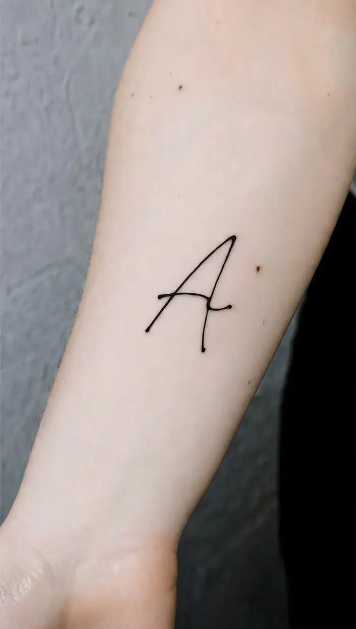 Minimal Initial “A” Tattoo Design – Simple Single Letter Wrist Ink