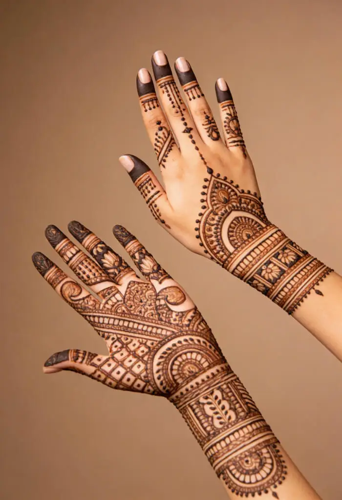 Beautiful Arabic Bridal Mehndi Design for Full Hands