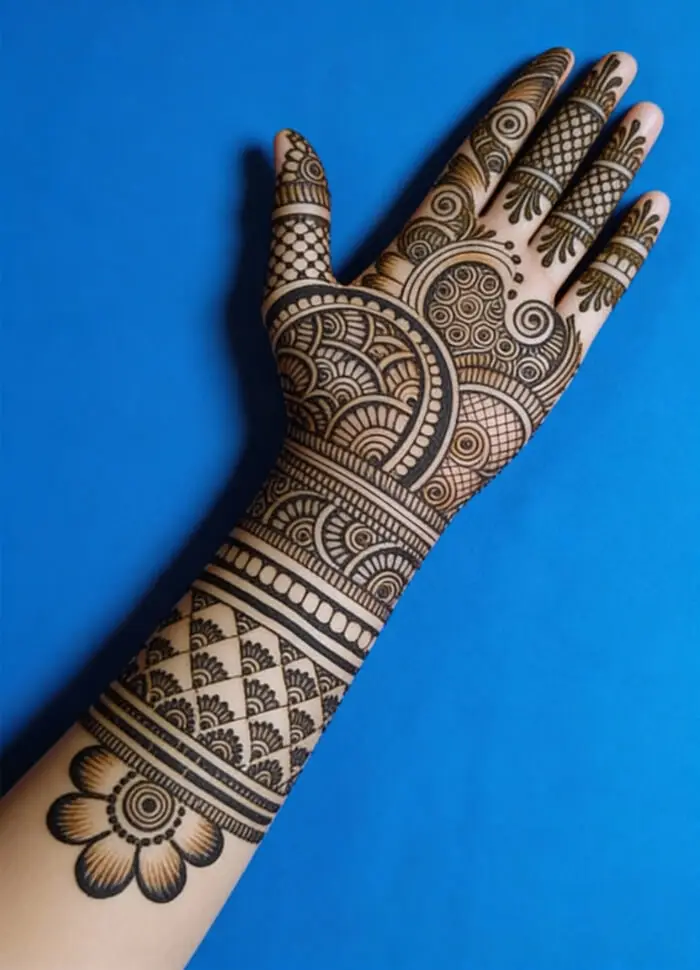 Stunning Full Hand Arabic Mehndi Design with Geometric Patterns