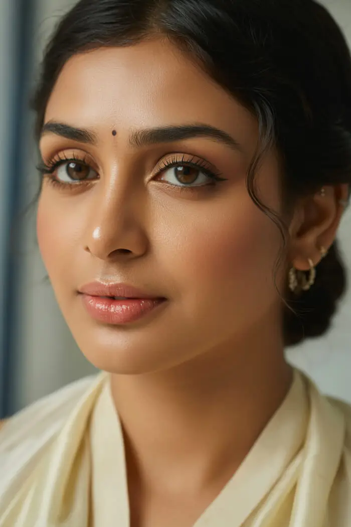 Natural Dewy Soft Glam Makeup Look with Nude Lips & Defined Eyes