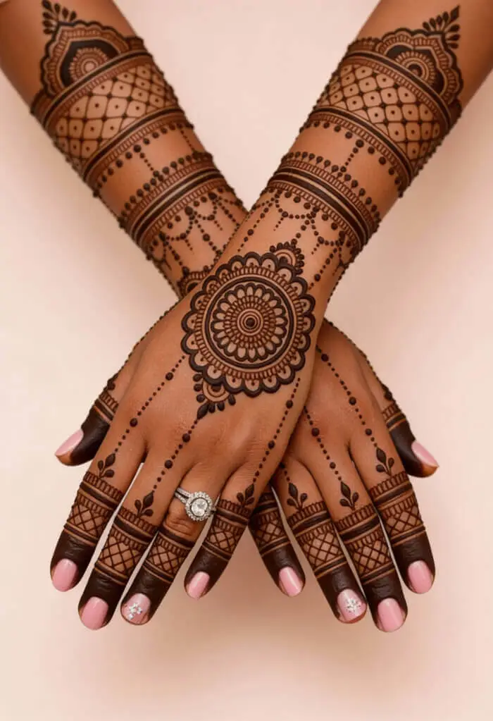 Elegant Bracelet Style Arabic Mehndi Design for Back Hands 