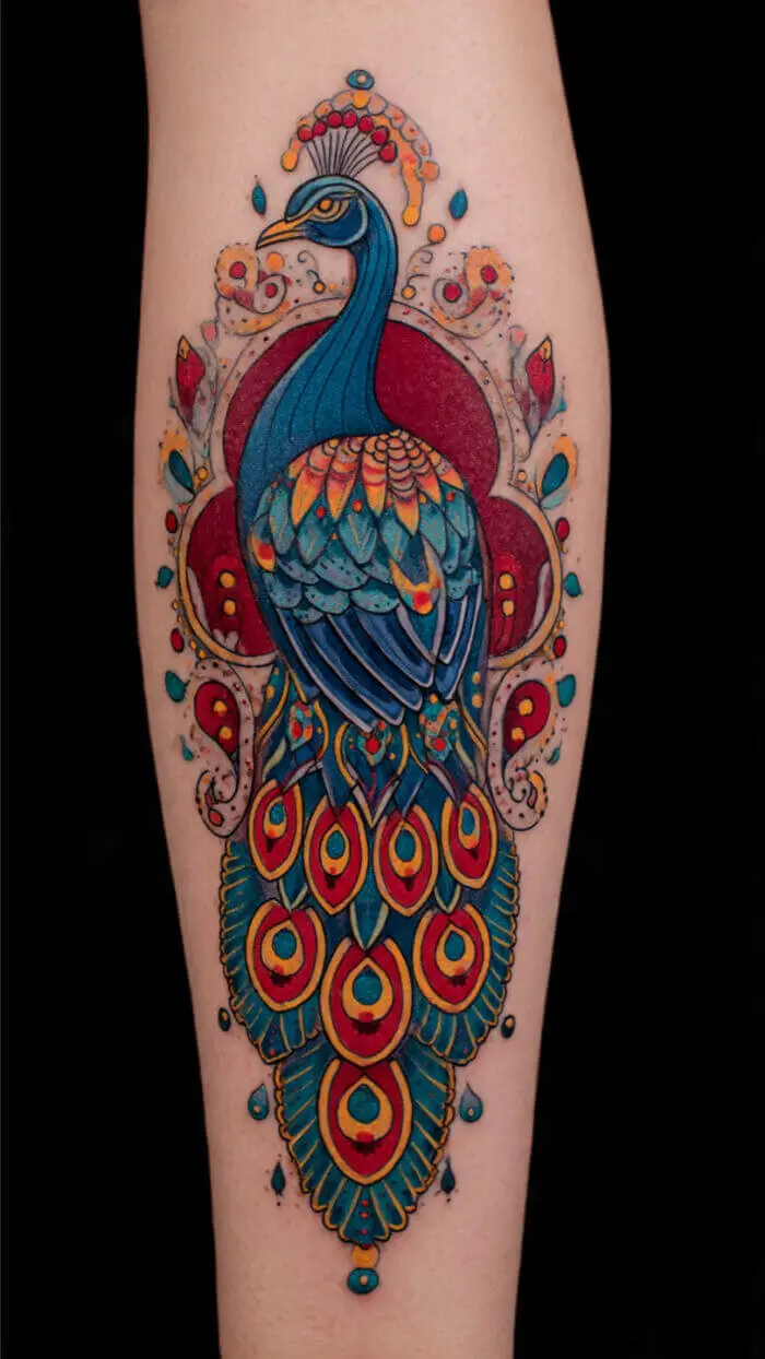 Traditional Peacock Tattoo Design Inspired by Indian Art