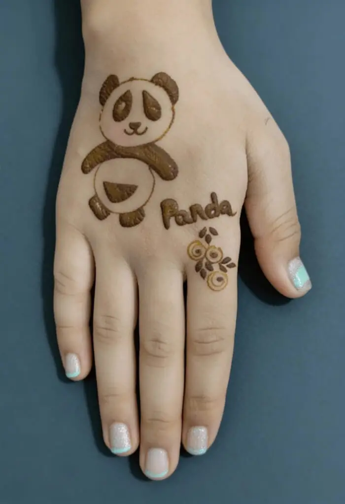 Cute Panda Henna Mehndi Design for Kids