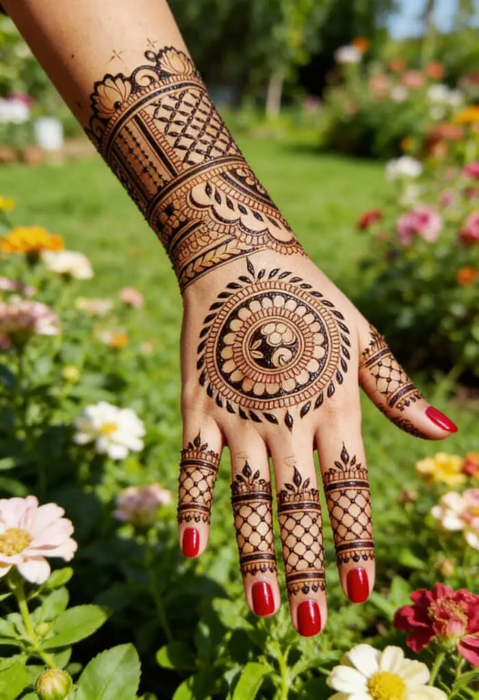 Elegant Mandala & Bracelet Style Back Hand Mehndi Design