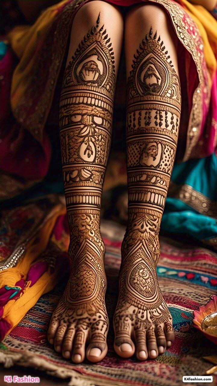 Traditional legs mehndi design #1