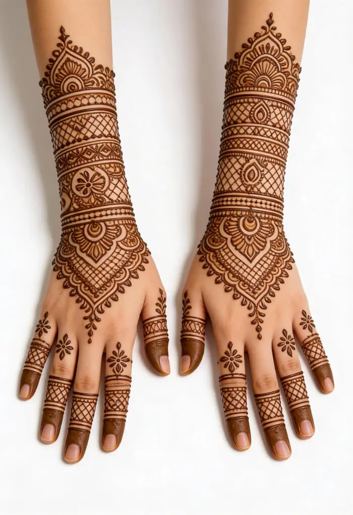 Elegant Traditional  Bridal Mehndi Design for Full Hands