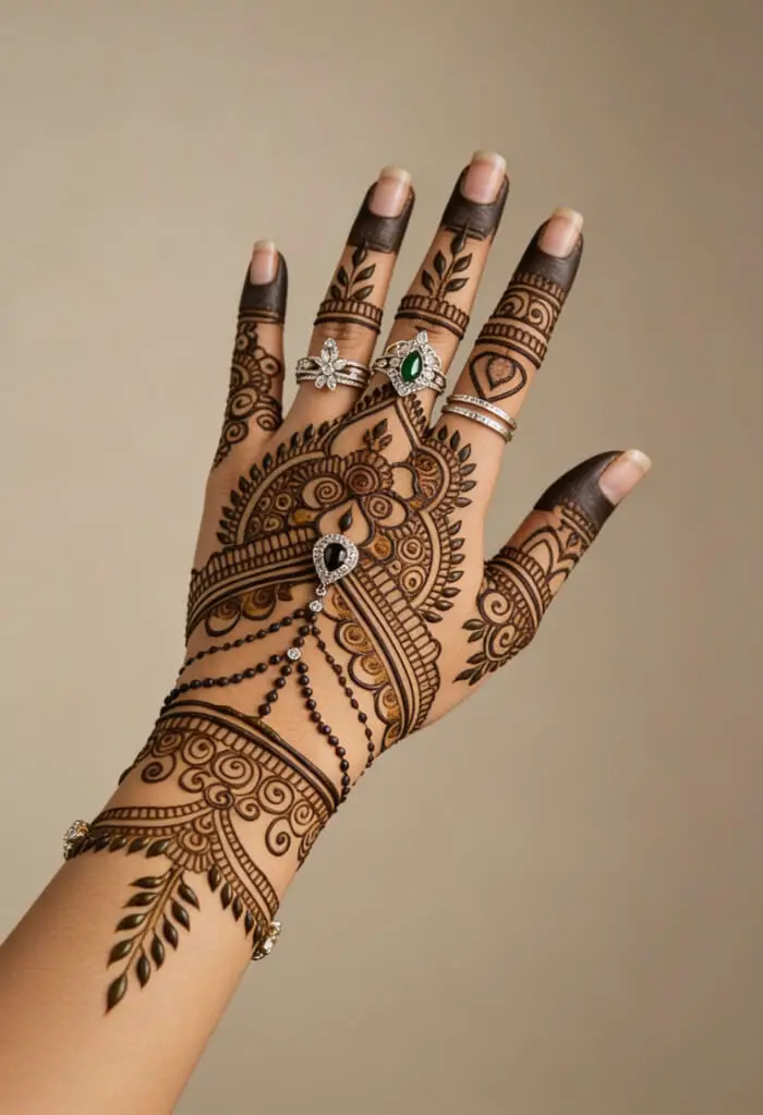 Beautiful Arabic Bridal Mehndi Design for Back Hand