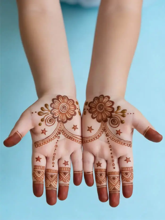 Cute Floral Palm Mehndi Design for Kids 