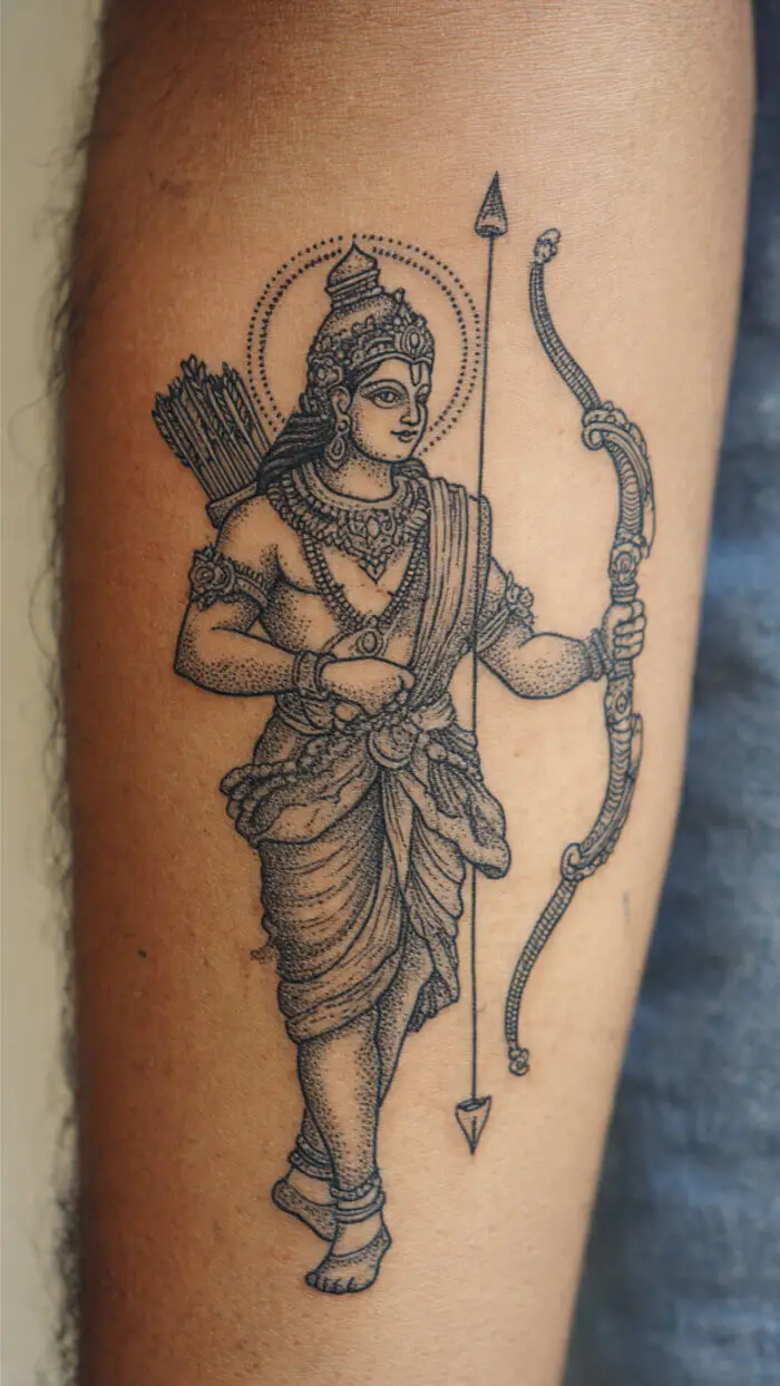Lord Rama Tattoo Design – Detailed Hindu Mythology Warrior Ink