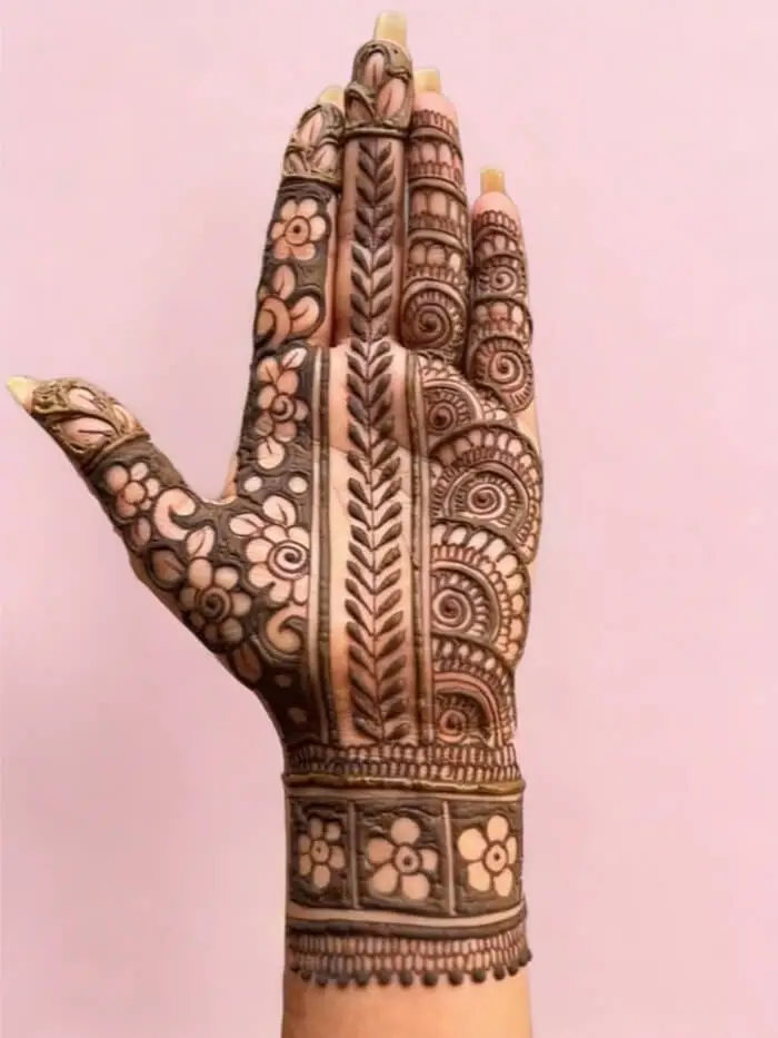 Classic Full Hand Mehndi Design with Floral & Paisley Patterns