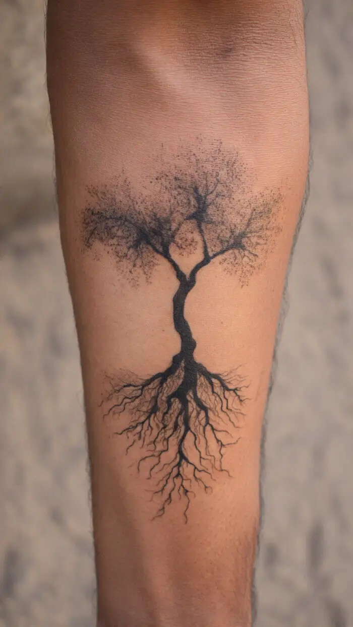 Minimalist Tree of Life Tattoo with Roots
