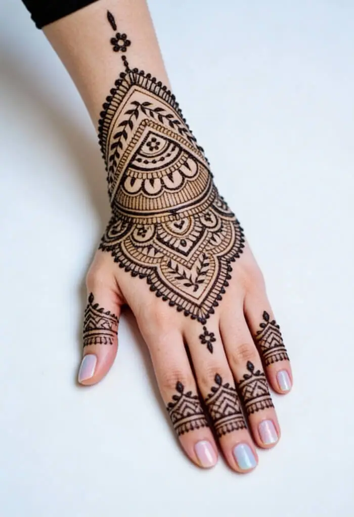 Simple Traditional Floral Mehndi Design for Back Hand 