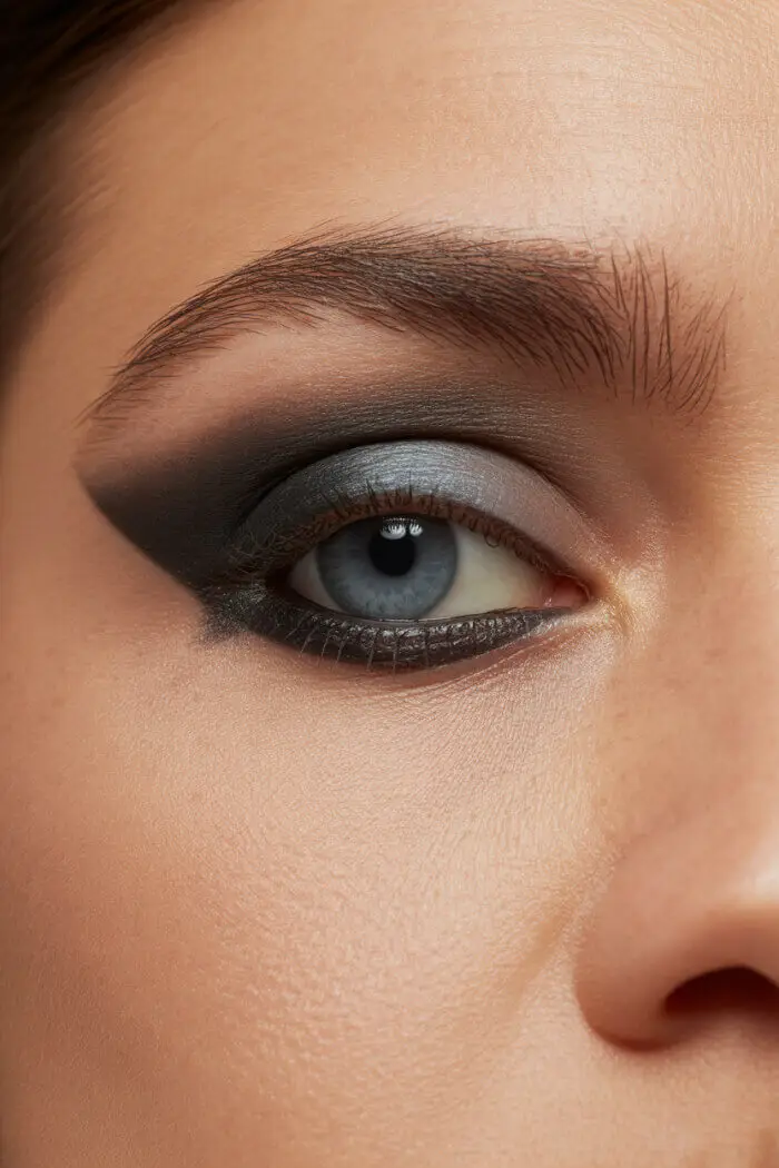 Smokey Black and Silver Eye Makeup Look for Bold Glam Evenings