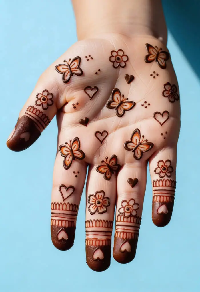 Simple Palm Butterfly Mehndi Design for Kids & Beginners 