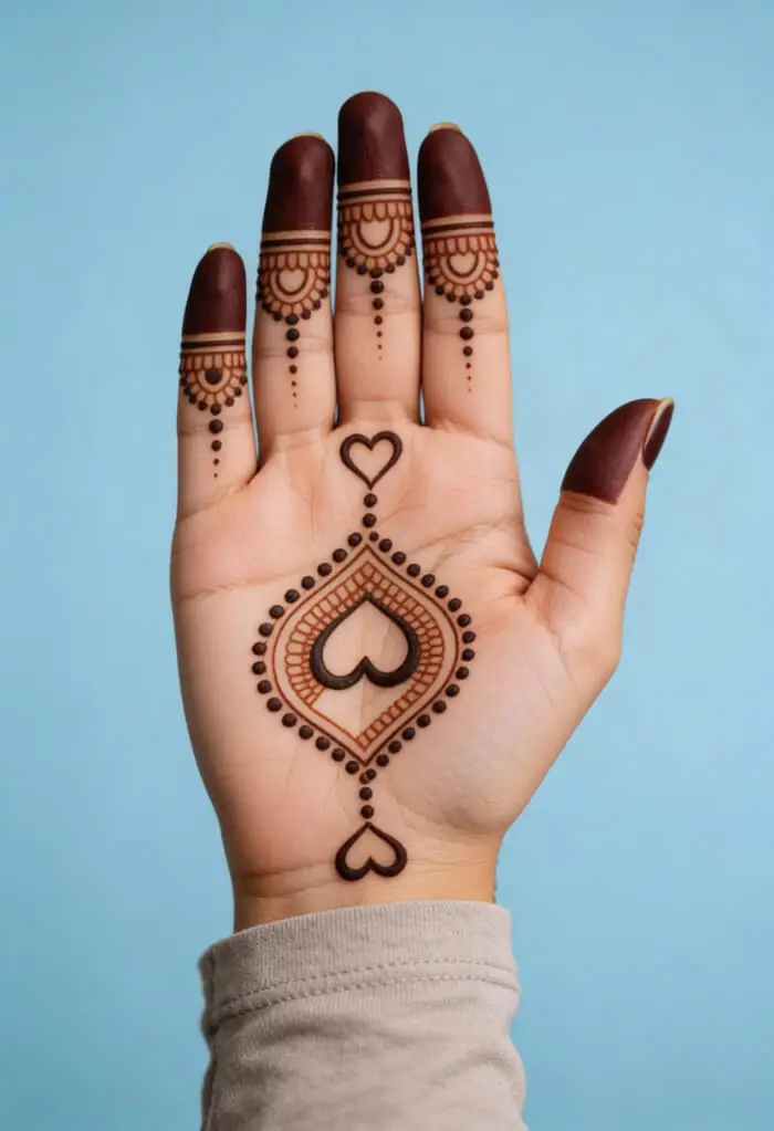 Stylish Heart Mandala Palm Mehndi Design for Beginners
