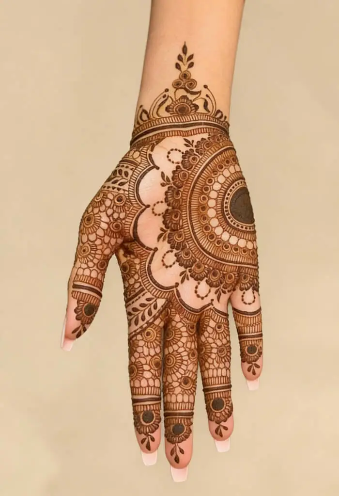Elegant Mandala Back Hand Mehndi Design for Weddings