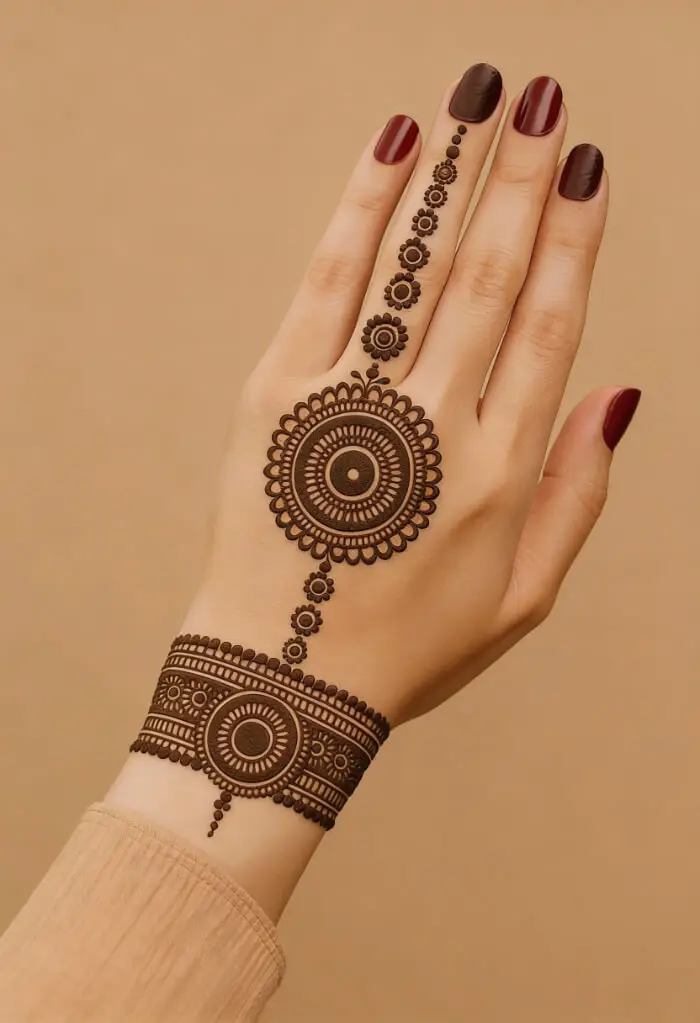 Beautiful Mandala Bracelet Mehndi Design for Back Hand