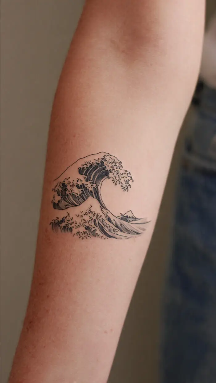 Stunning Ocean Wave Tattoo Inspired by The Great Wave