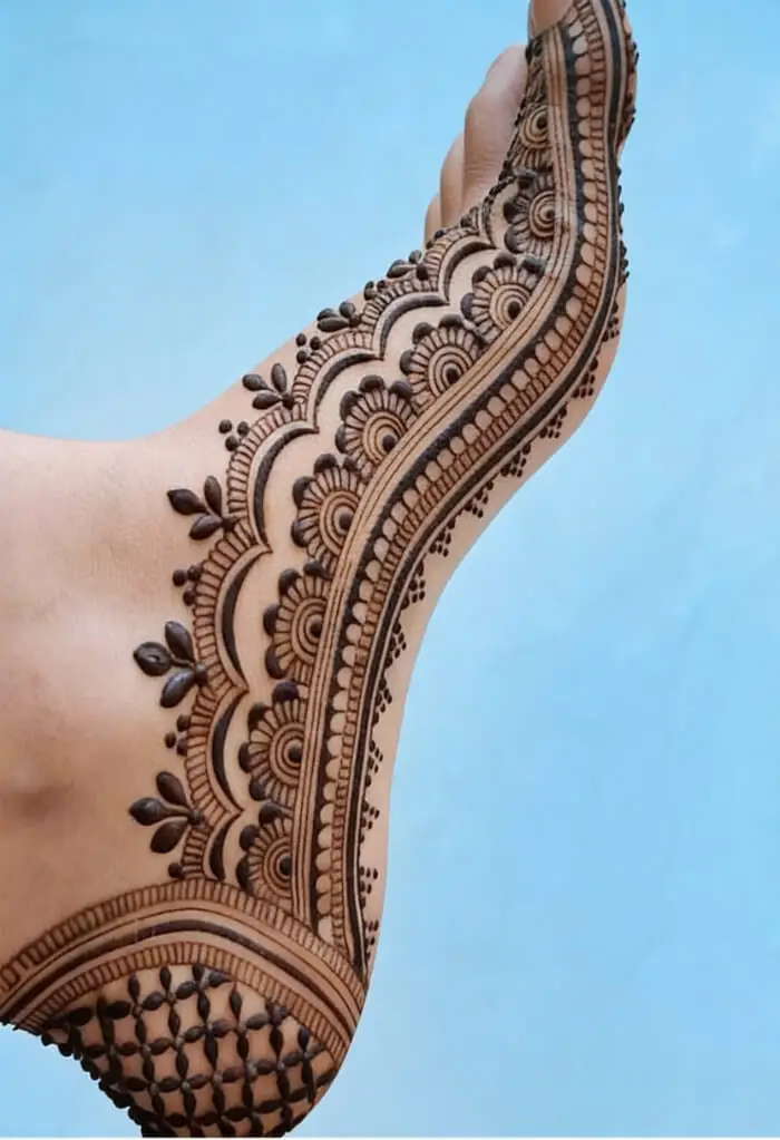 Elegant Arabic Foot Mehndi Design with Floral Borders for Brides