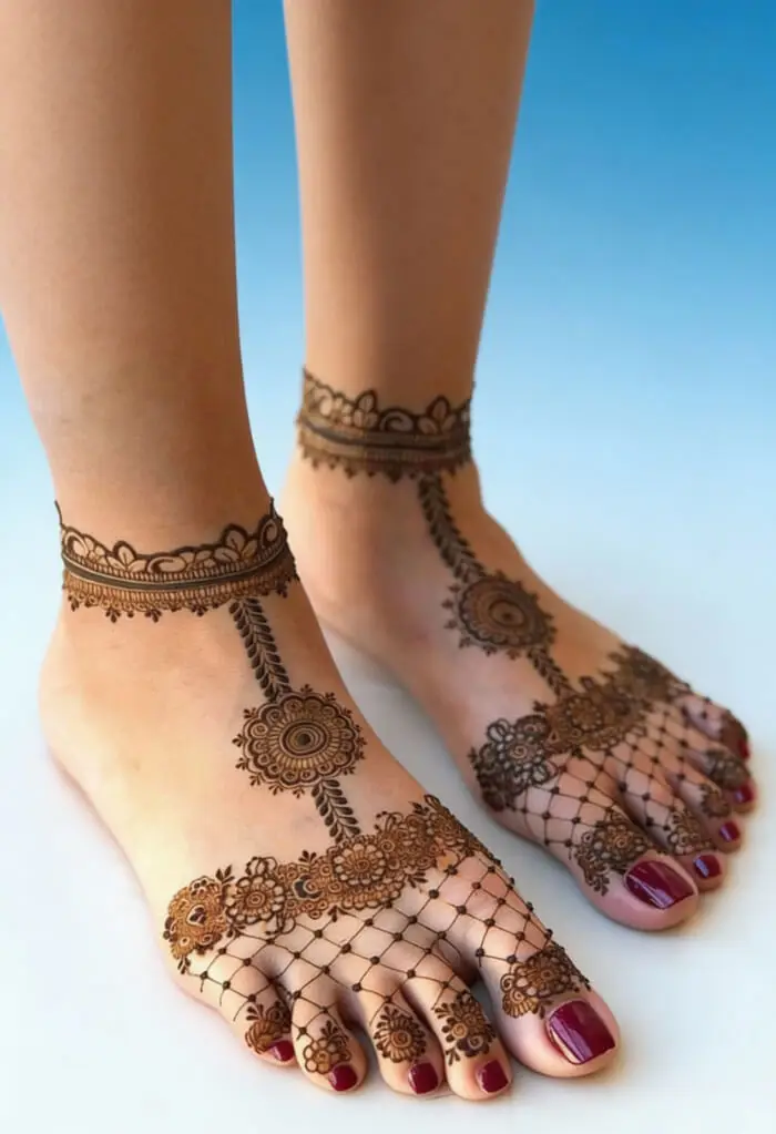 Stylish Foot Mehndi Design for Brides | Simple Anklet Mehndi