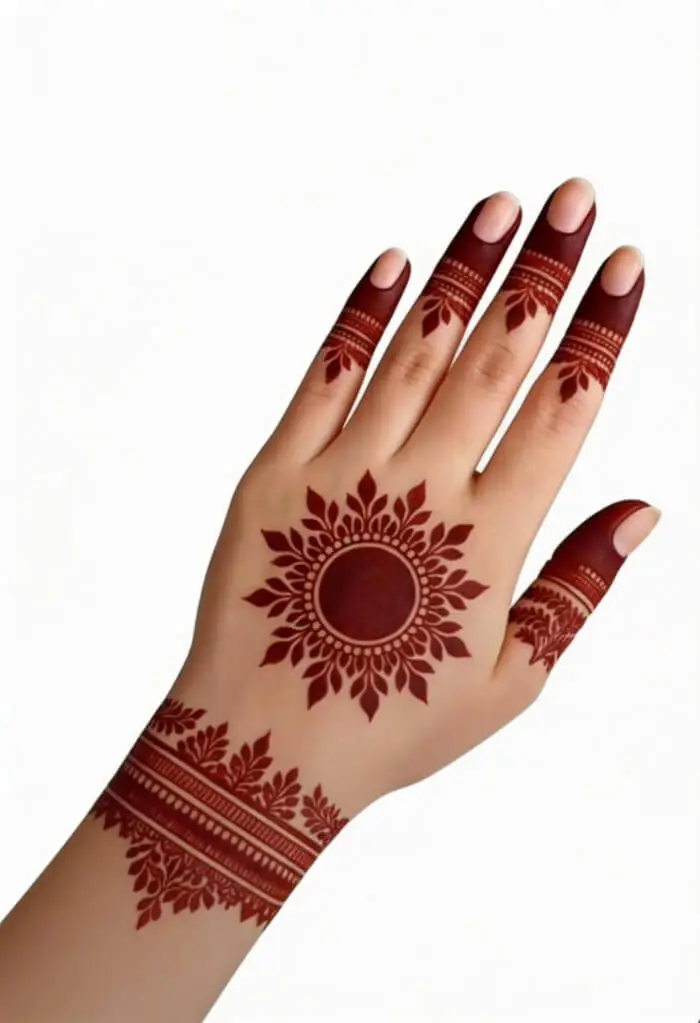 Beautiful Circular Floral Back Hand Mehndi Design