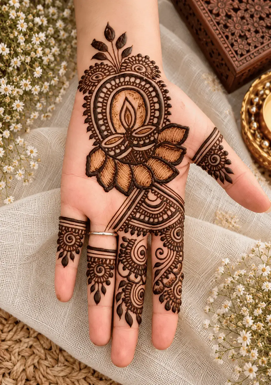 The Diya Beautiful Diya Lotus Mehndi Design for Diwali 2026 🪔 | Stylish Mehndi ...