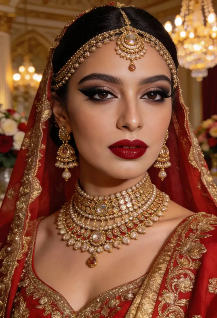 Royal Red & Gold Traditional Indian Bridal Makeup Look