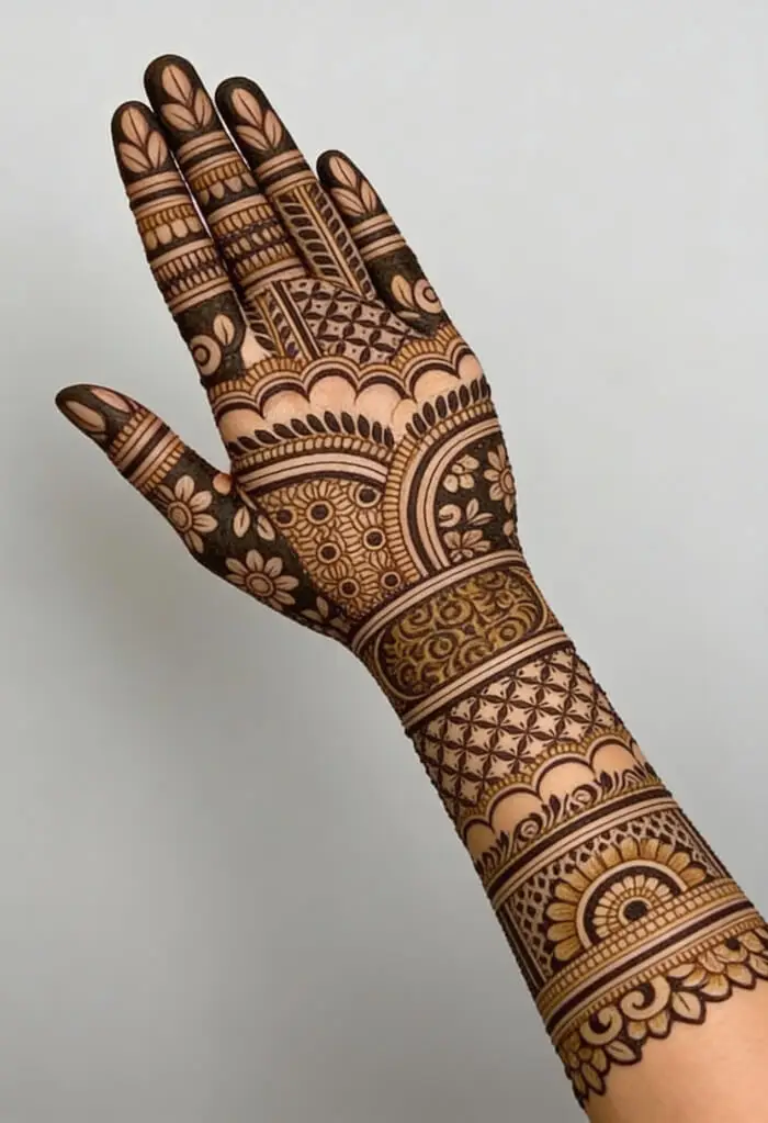 Gorgeous Full Hand Arabic Mehndi Design with Mandala & Floral Patterns