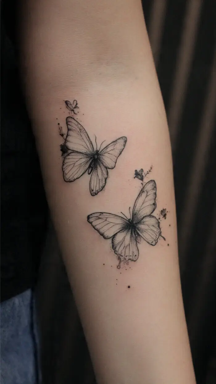 Elegant Butterfly Tattoo Design for Forearm
