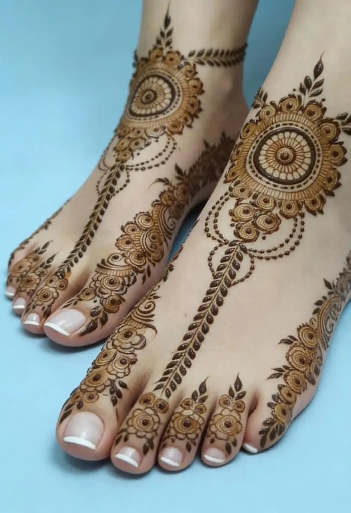 Stunning Mandala Foot Mehndi Design for Brides
