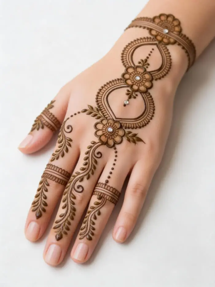 Elegant Floral Mehndi Design for Back Hand – Simple Bridal Henna Art