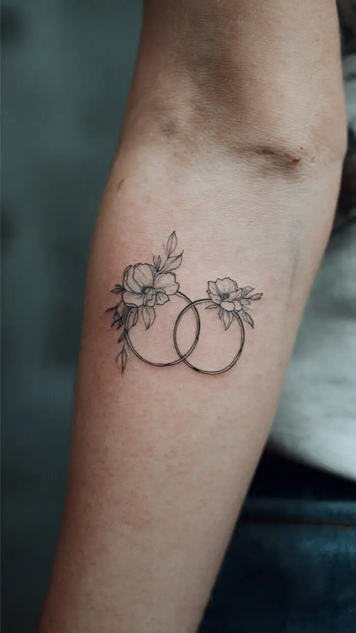 Beautiful Floral Infinity Tattoo on Forearm