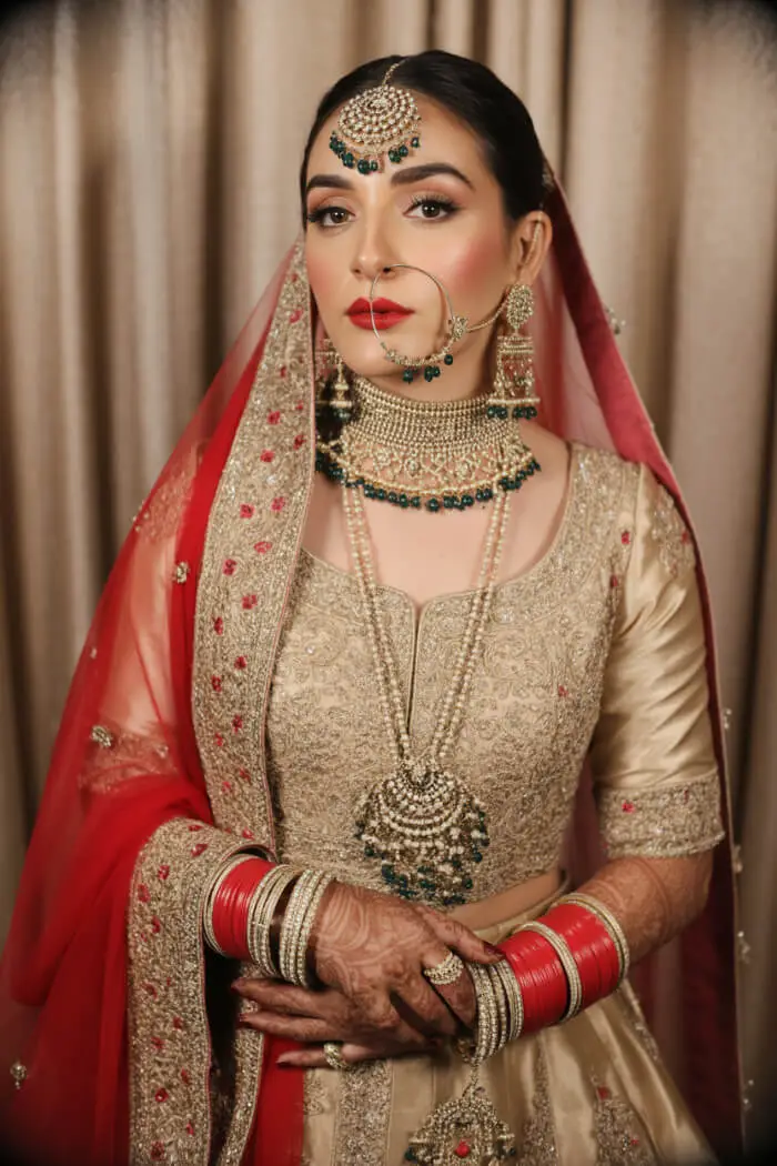 Elegant Indian Bride Makeup Look | Traditional Bridal Lehenga & Jewelry