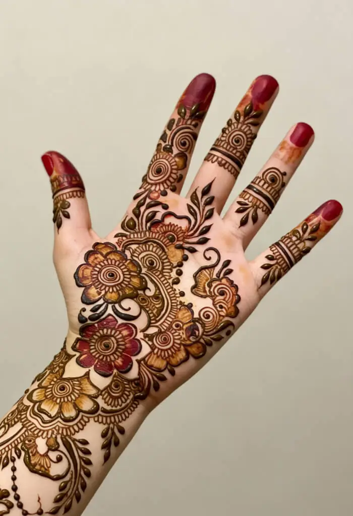 Beautiful Floral Arabic Mehndi Design for Palm
