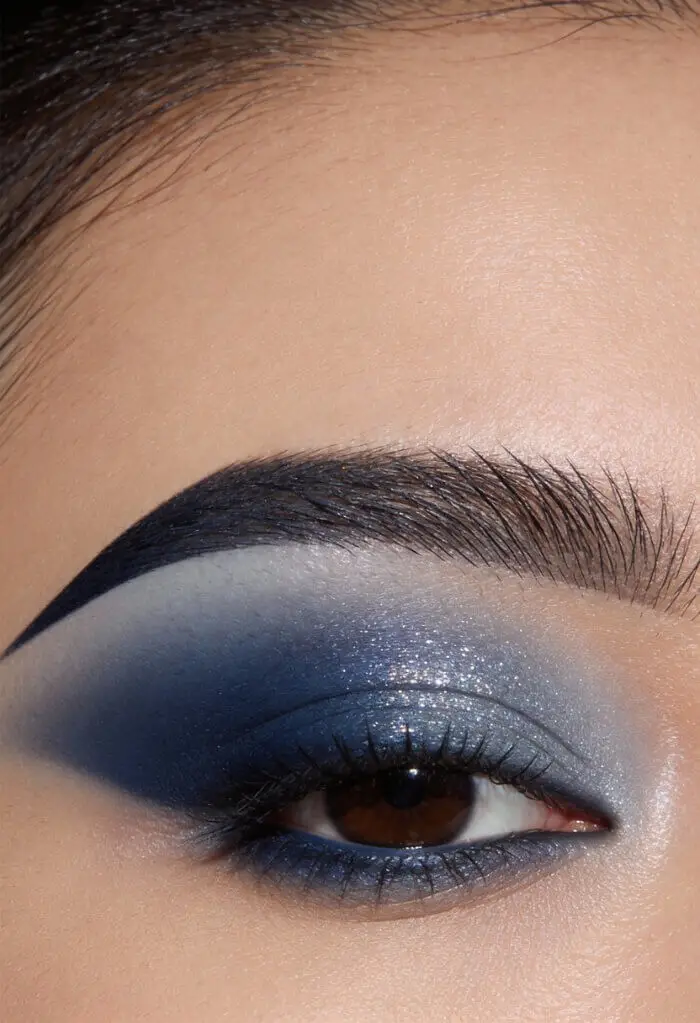 Bold Blue Smokey Eye Makeup Look with Metallic Finish