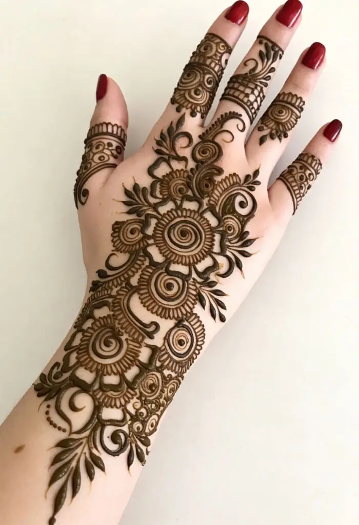 Easy Floral Arabic Mehndi Design for Back Hand