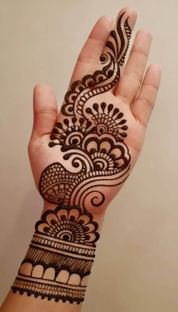 Simple Palm Mehndi Design with Paisley Motifs