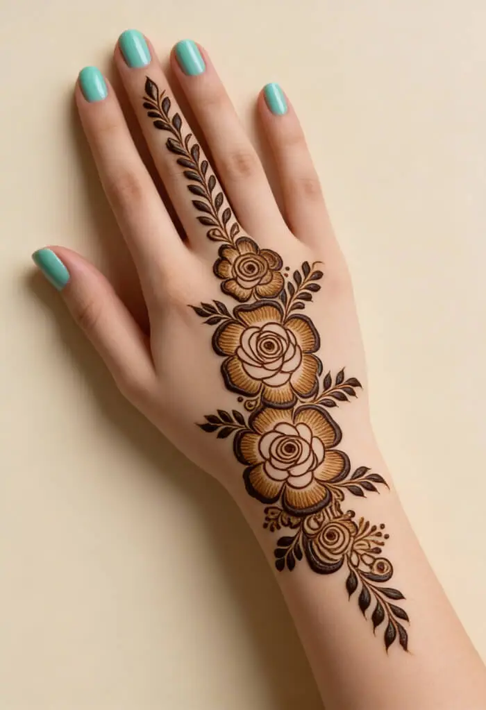 Stylish Arabic  Floral Mehndi Art Design for Back Hand 