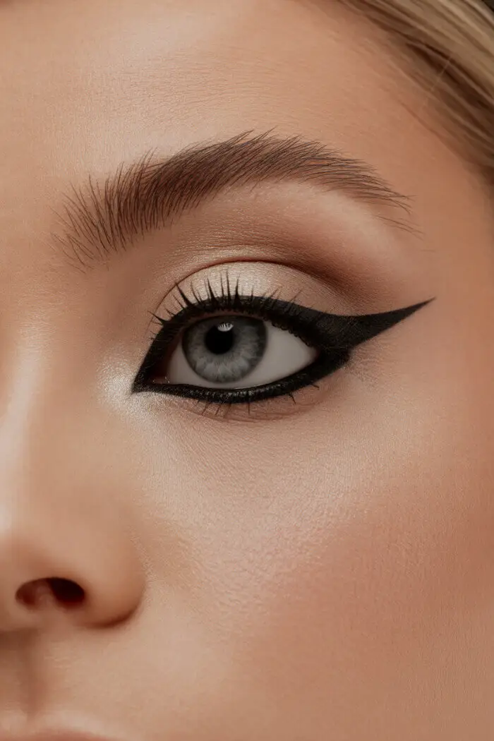 Sharp Winged Eyeliner Makeup Look | Natural Glam Eye Close-Up