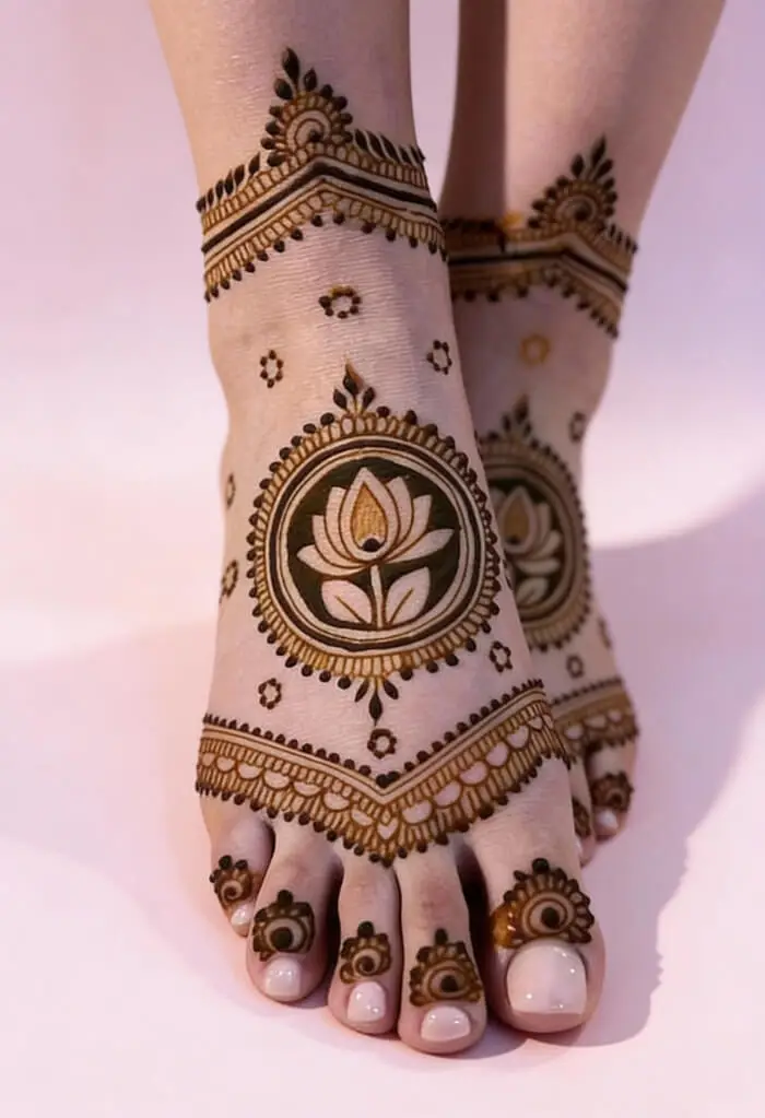 Beautiful Lotus Foot Mehndi Design for Bridal & Festive Occasions