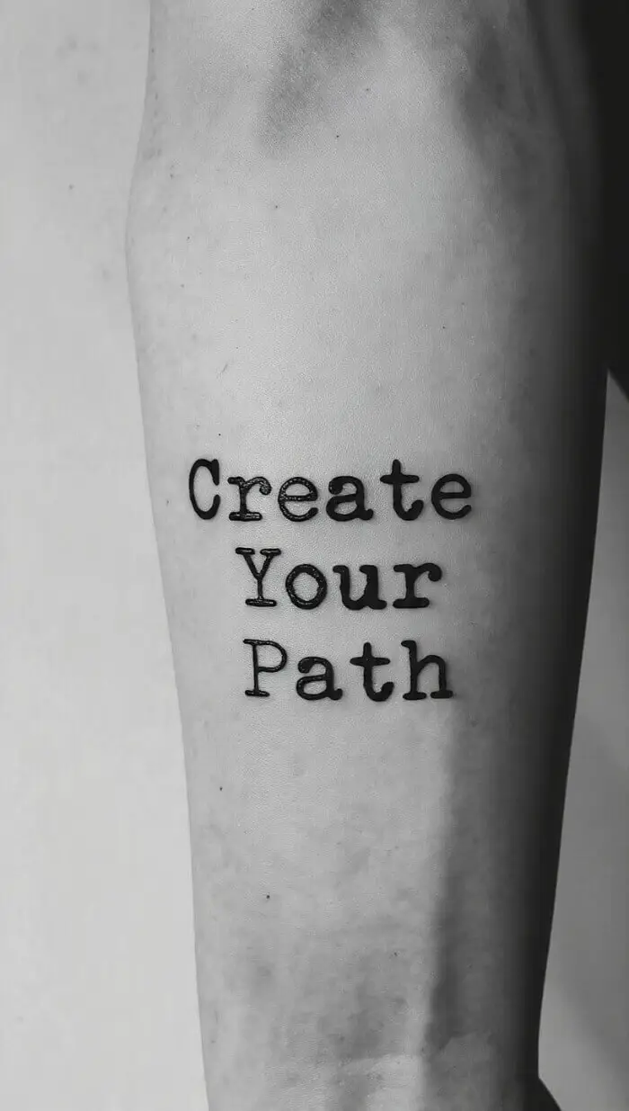 "Create Your Path" Tattoo Quote – Minimalist Motivation Ink Design