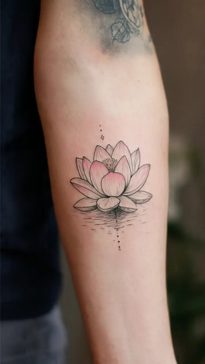 minimalist-lotus-flower-forearm-tattoo Design